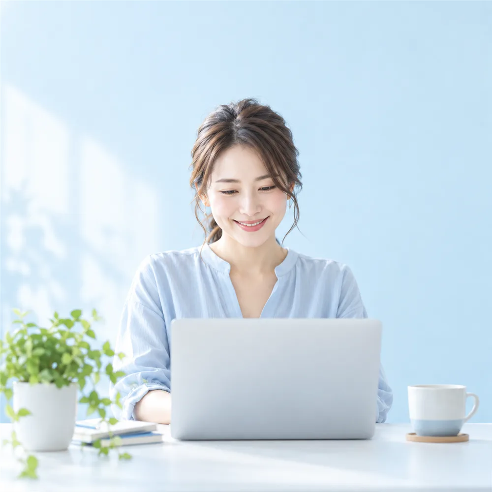 ノートパソコンで仕事をする女性