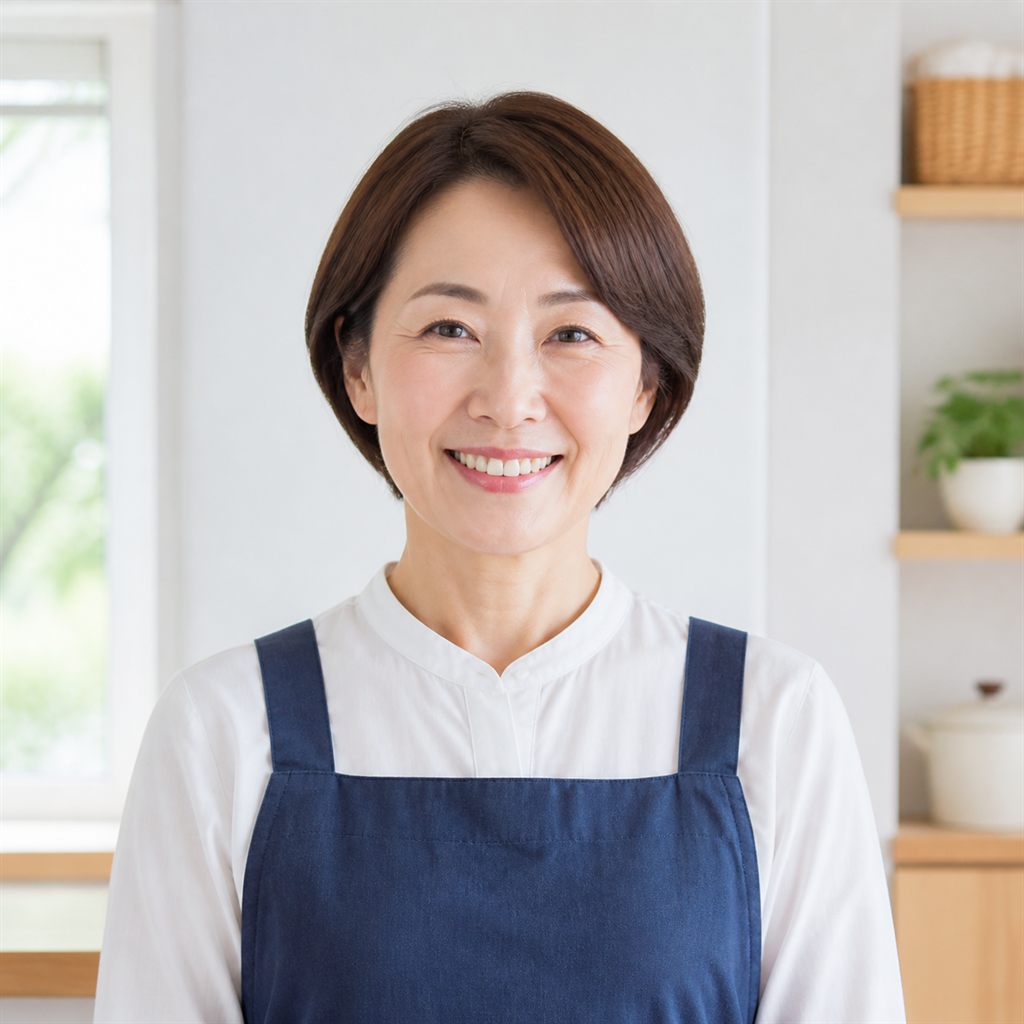 エプロン姿で微笑む、くらしサポートあんずの担当スタッフ